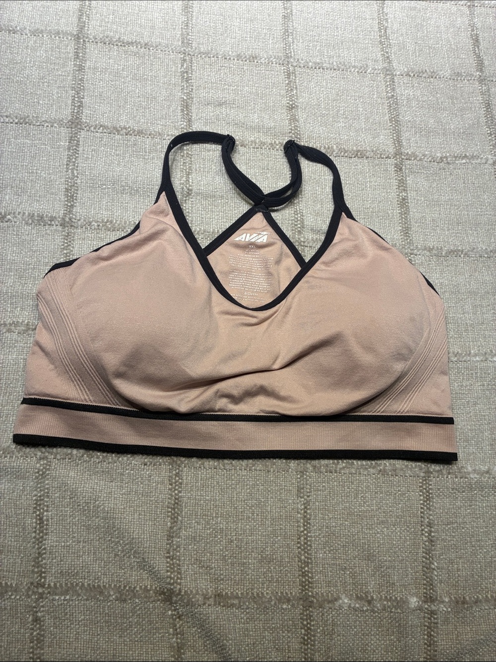 Avia Neutral Pink Sports Bralette with Black Trim